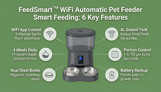 FeedSmart WiFi automatic pet feeder feature infographic