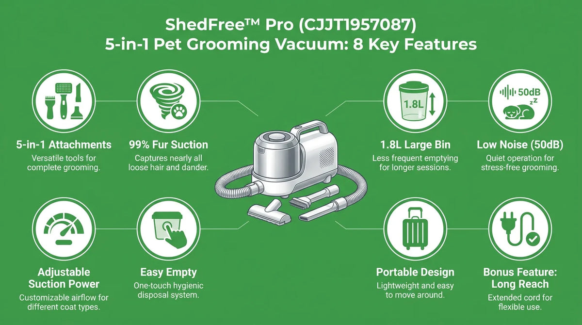 ShedFree Pro 8-Feature Infographic