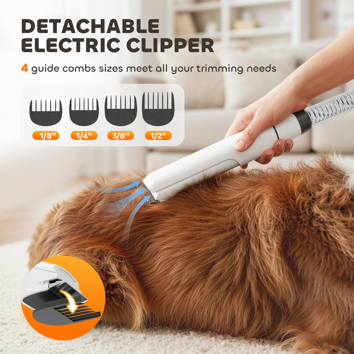 ShedFree Pro 5-in-1 Pet Grooming Vacuum Kit (Pet Grooming Vacuums) - product in use demonstration scene